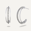 Kylie Silver Cubic Zirconia Three-Band Post Earrings