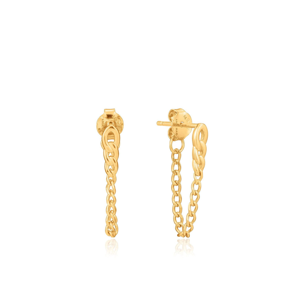 Ania Haie Chain Reaction Gold Curb Chain Earrings
