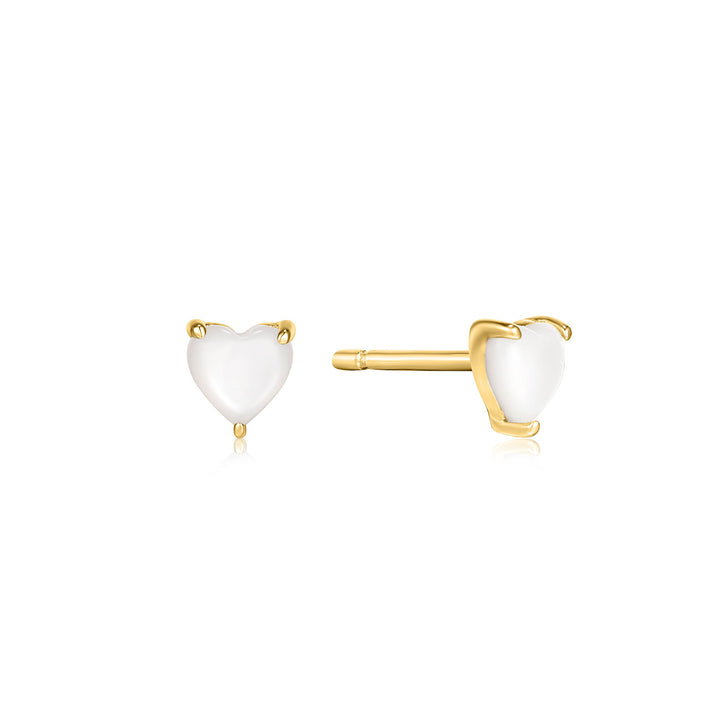 Ania Haie Gold Pearl Heart Stud Earrings