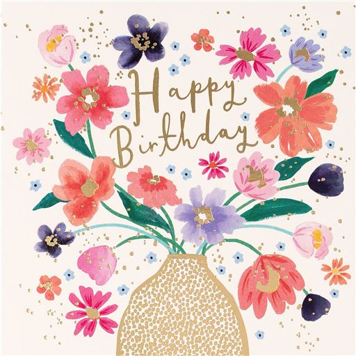 Peaches & Cream Vase Of Flowers Card