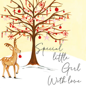 Janie Wilson Reindeer & Tree – Special Little Girl Christmas Card