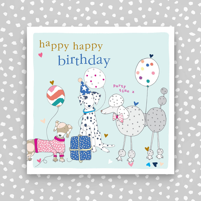 Happy Happy Birthday Card - Dogs