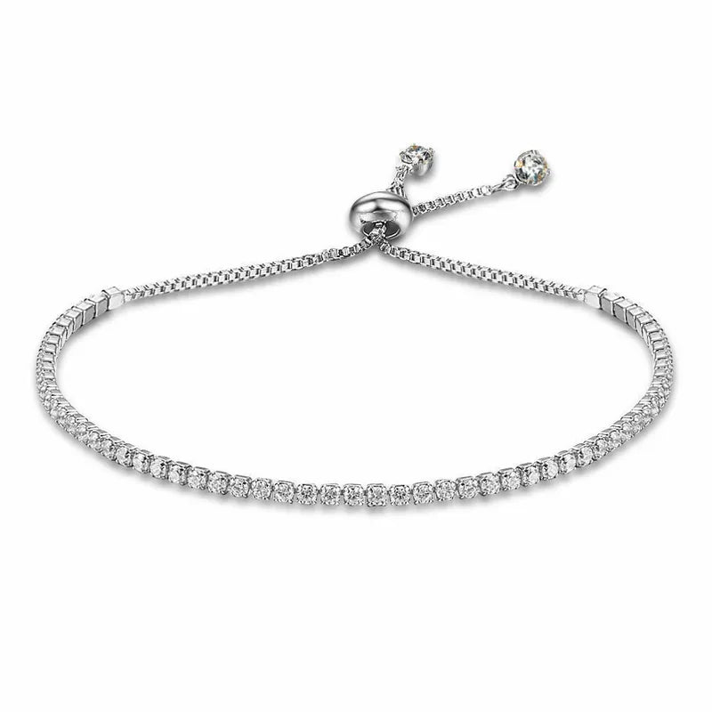 Silver Diamante Zircon Adjustable Bracelet