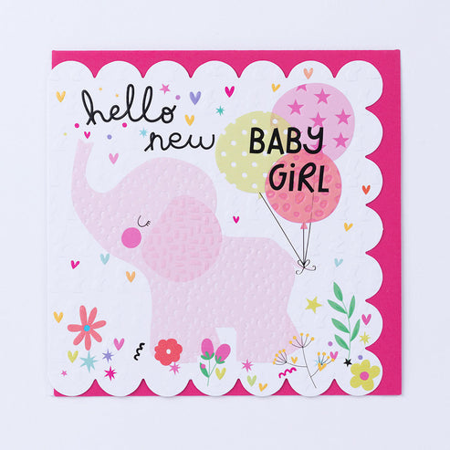 Belly Button Hello New Baby Girl Card