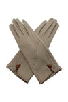 Thermal gloves with stitch and button detail - beige