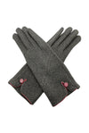 Thermal gloves with stitch and button detail - grey