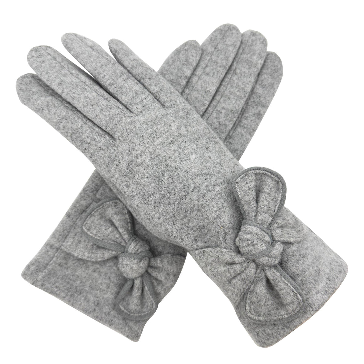 Gloves with bow detail - grey