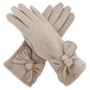Gloves with bow detail - khaki
