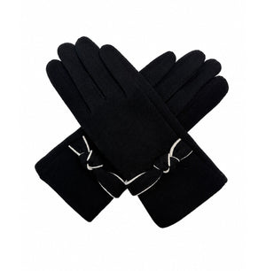 Cosy gloves with tied knot detail - black