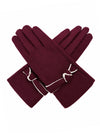 Cosy gloves with tied knot detail - maroon