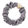 Grey Gold Heart Silk Scrunchie
