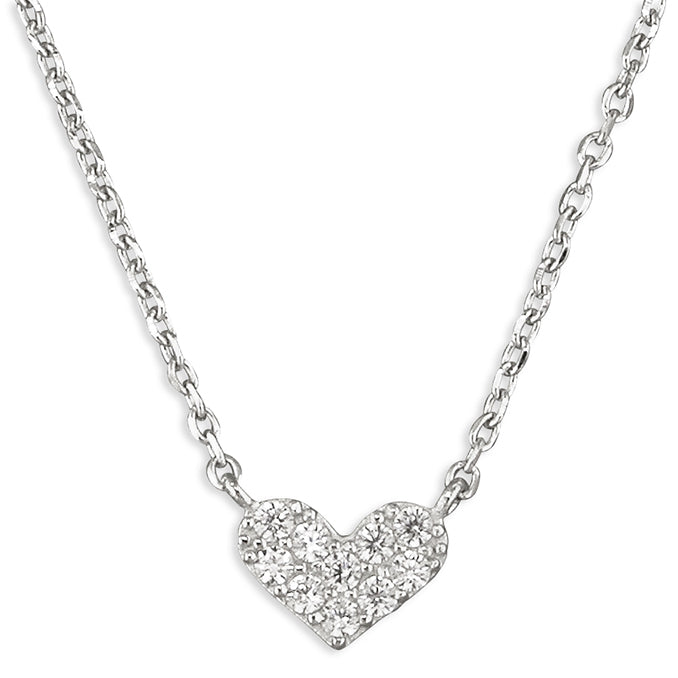 Sterling Silver CZ Abstract Heart Necklace