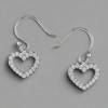 Sterling Silver CZ Heart Drop Earrings