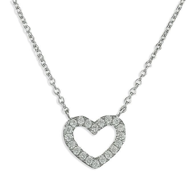 Sterling Silver CZ Heart Drop Necklace