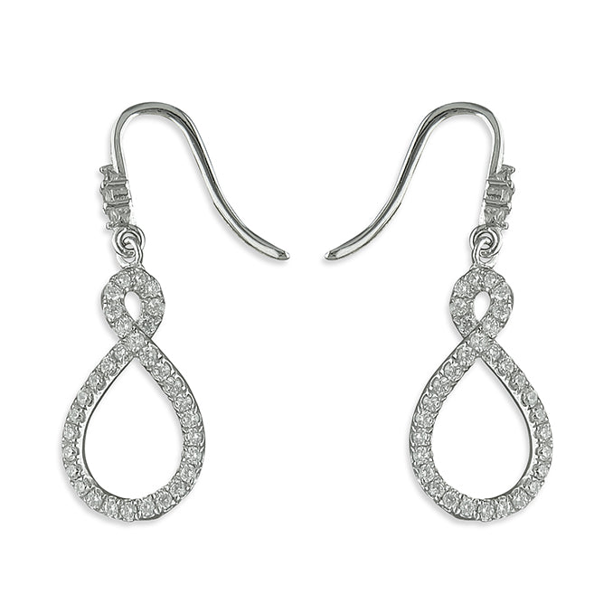 Sterling Silver Cubic Zirconia Infinity hook-in drop Earrings
