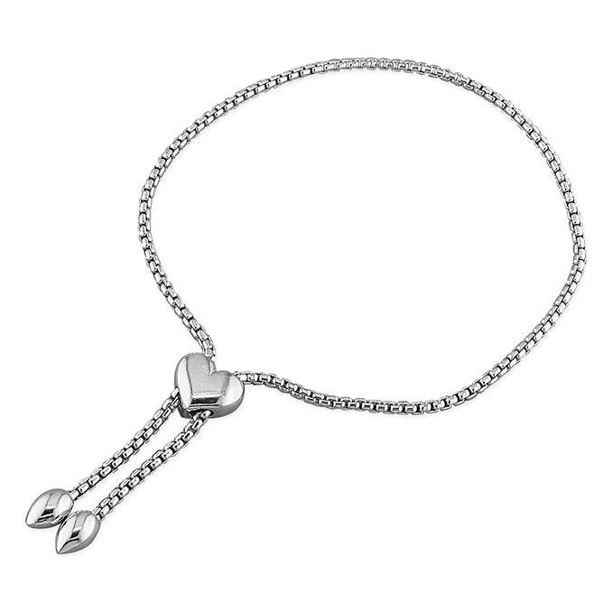 Sterling Silver Heart with Beads Adjustable Bracelet