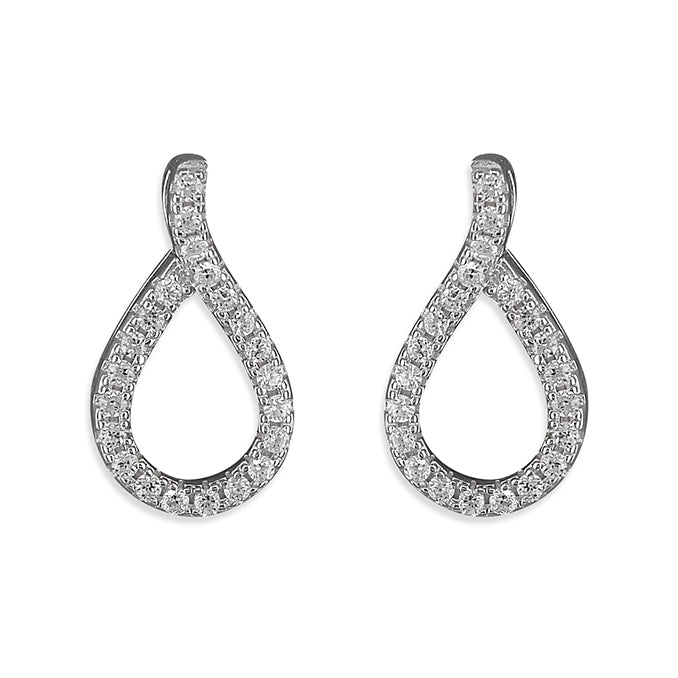 Sterling Silver Cubic Zirconia Infinity Outline Earrings