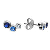 Sterling Silver Trio Graduating Blue CZ Stud Earrings