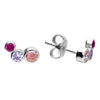 Sterling Silver Trio Graduating Pink CZ Stud Earrings
