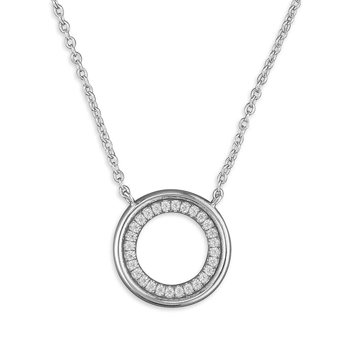 Sterling Silver Circle CZ Necklace