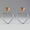 Rose Gold-plated Sterling Silver Heart in Heart Outline Drop Earrings