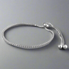 Sterling Silver Simple Crystals Adjustable Friendship Bracelet- Large