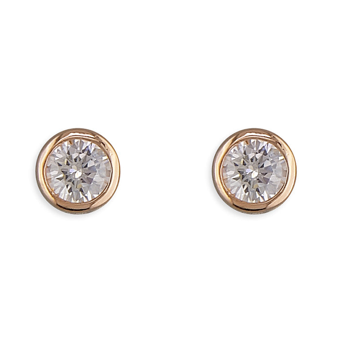 Rose Gold-plated Sterling Silver Cubic Zirconia Stud Earrings