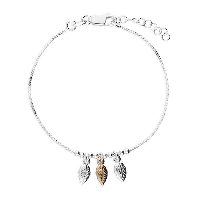 Sterling Silver 2-Tone Leaf Bracelet