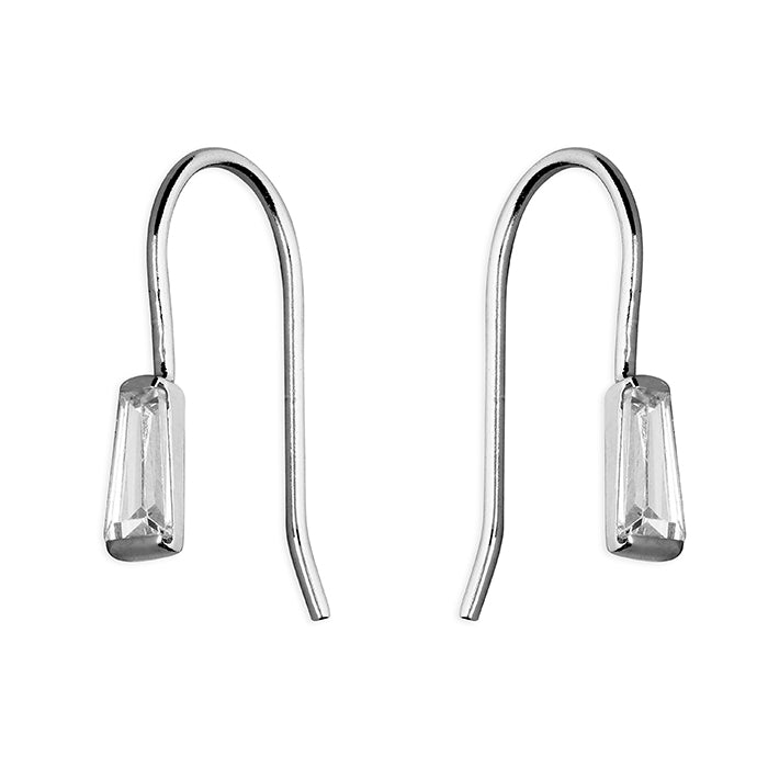 Sterling Silver Baguette Hook In Drop Earrings