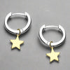 Sterling Silver Gold star Huggie Hoops