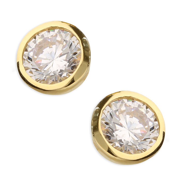 Sterling Silver with Gold Plating Cubic Zirconia Earrings