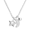 Sterling Silver CZ Star & Moon Necklace