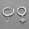 Sterling Silver CZ Star & Moon Huggie Earrings