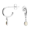 Sterling Silver CZ Opal Charm Hoop Earrings