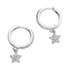 Sterling Silver CZ Star Charm Huggie Earrings