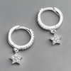 Sterling Silver CZ Star Charm Huggie Earrings