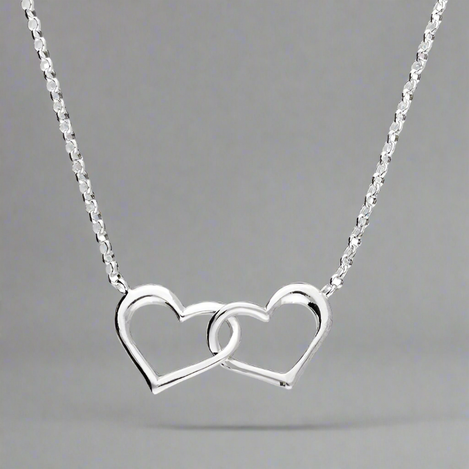 Sterling Silver Interlinked Open Heart Necklace