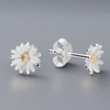 Sterling Silver Two Toned Daisy Stud Earrings