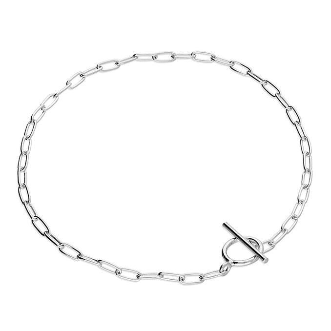 Sterling Silver Oval Open Wire T-Bar Bracelet