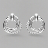 Sterling Silver Triple Small Circle Drop Stud Earrings