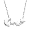 Sterling Silver Moving Star & Moon Necklace