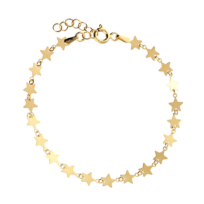 Sterling Silver Flat Star Gold Plated Bracelet