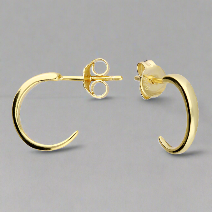 Sterling Silver Small Slim Simple Hoop Yellow Gold Plated Earrings