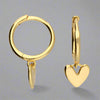 Sterling Silver Gold Plated Heart Charm Huggie Hoop Earrings