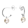 Sterling Silver 14mm Freshwater Pearl Charm Stud Hoop Earrings