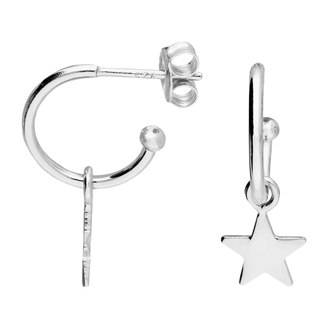 Sterling Silver Star Hoop Earrings