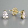Sterling Silver Gold CZ Teardrop Stud