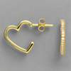 Gold Plated Sterling Silver Side Heart CZ Stud Earrings