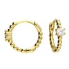 Sterling Silver Gold Plated CZ Beaded Huggies