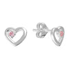 Sterling Silver Pink CZ Open Heart Stud